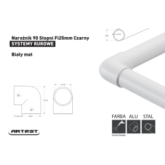 Narożnik 90 stopni fi25mm Biały mat
