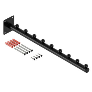 Piko wieszak naścienny prosty na ubrania okrągły czarny mat