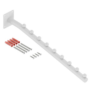 Luna wieszak naścienny skośny na ubrania okrągły biały mat