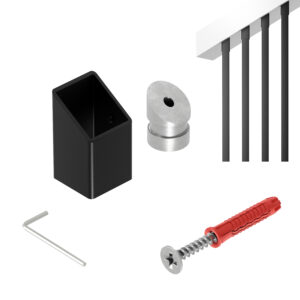 Paxo K uchwyt końcowy skośny 32 stopnie balustrady 25 x 25 mm czarny struktura